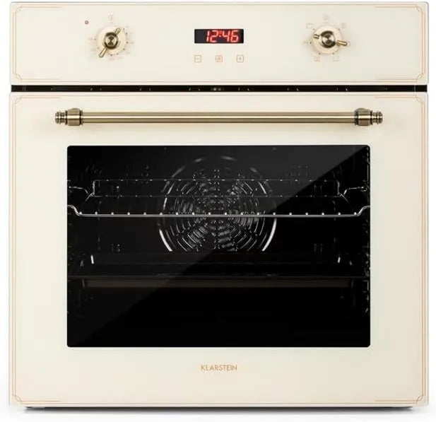 KLARSTEIN Forno elétrico, 70 L, 2200 W, 50 a 250 °C, encastrado, autónomo, grelha, calor Turnável, Vault-Sole, Retro Design, Botões e alça