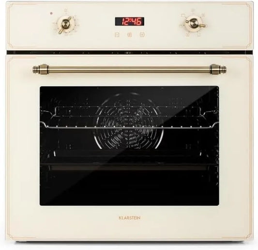 KLARSTEIN Forno elétrico, 70 L, 2200 W, 50 a 250 °C, encastrado, autónomo, grelha, calor Turnável, Vault-Sole, Retro Design, Botões e alça