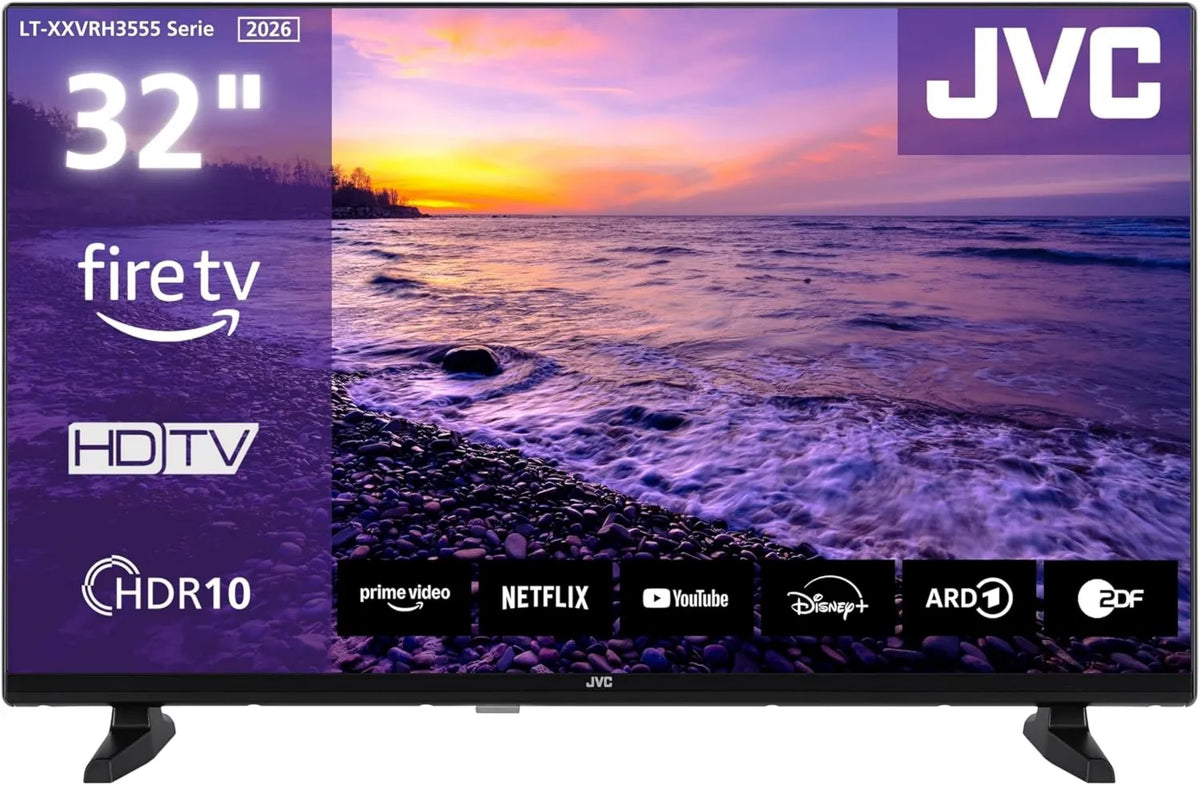 JVC LT-32VRH3555 Smart TV, 32 polegadas, TV, HDR, sintonizador triplo DVB-T2, S2, 2026, JVC Fire TV LT-32VRH3555