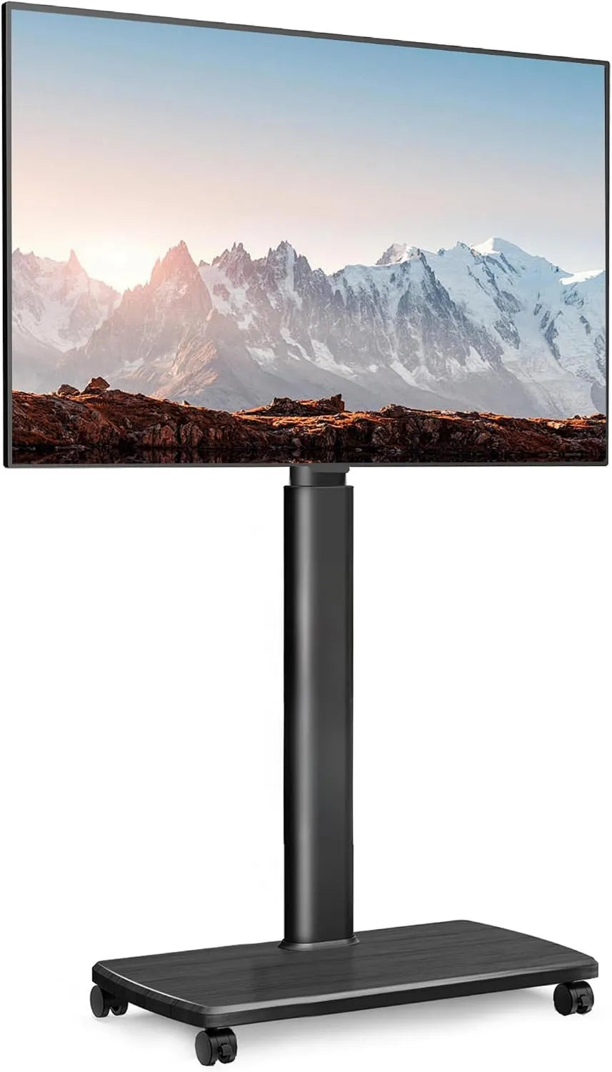 FITUEYES suporte de TV de 70 polegadas, 600 x 400 mm, rodas de viagem, decoração da sala, preto, suporte de TV a pé com Socle, escritório e sala de reuniões