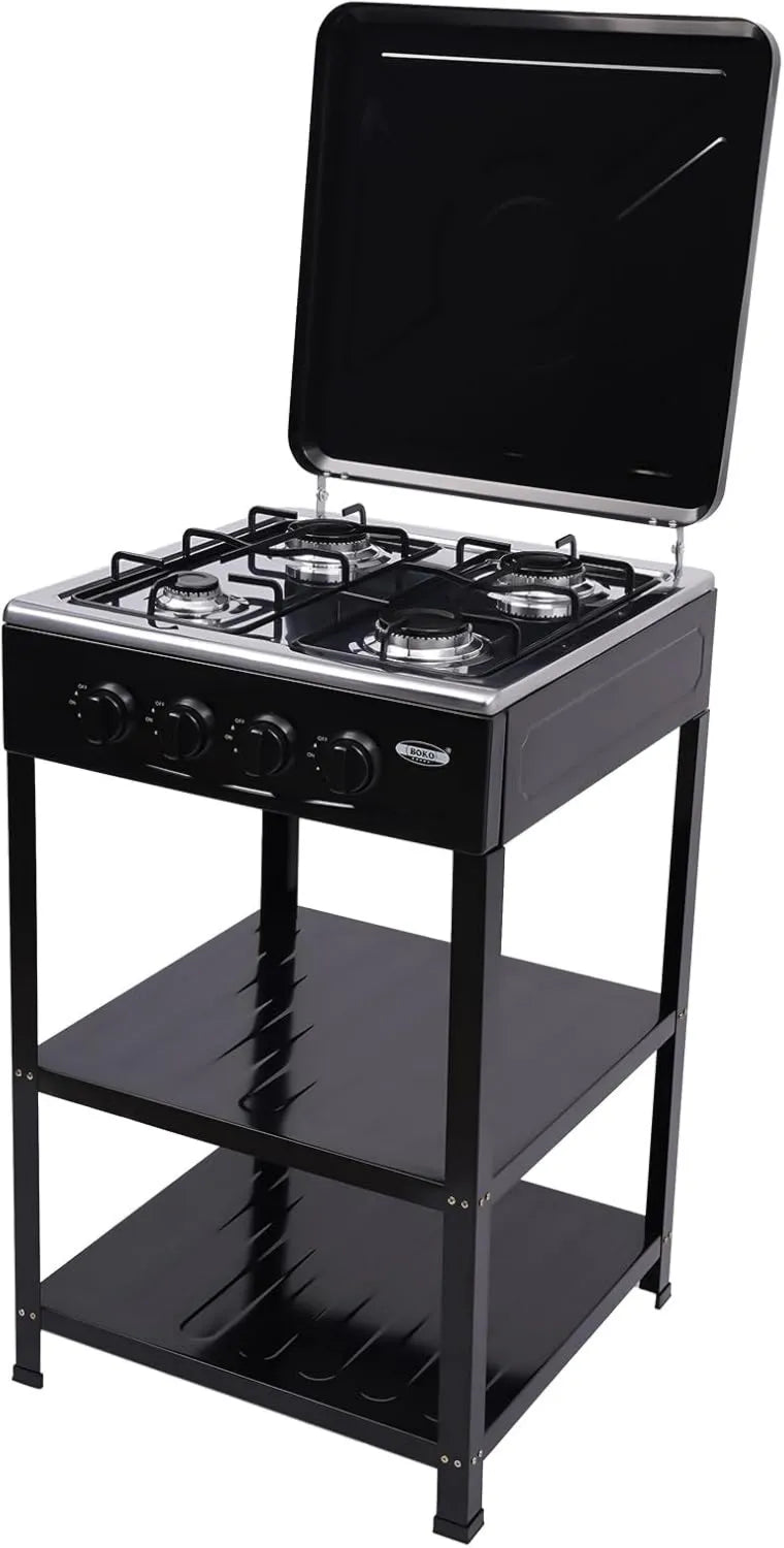 ChiicCluttr Cozinha placa de cozinha, 49 x 49 x 79 cm, 4 lareiras, auto-suficiente, camping, 4 zonas com botões rotativos GN GLP, casa, catering