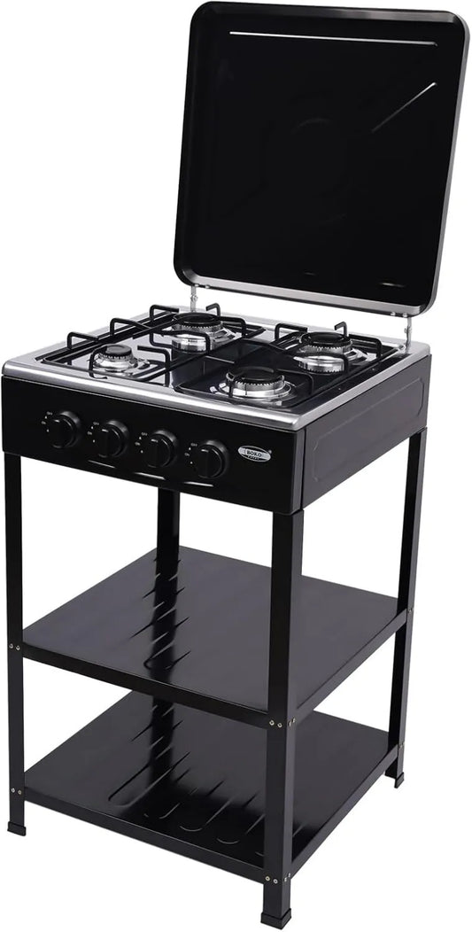 ChiicCluttr Cozinha placa de cozinha, 49 x 49 x 79 cm, 4 lareiras, auto-suficiente, camping, 4 zonas com botões rotativos GN GLP, casa, catering