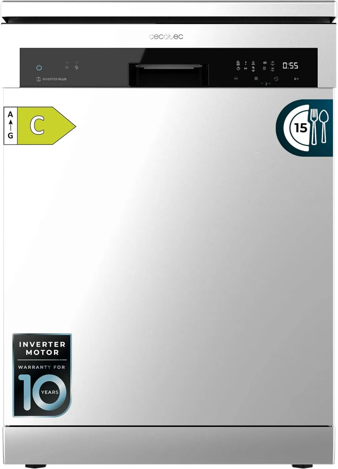 Cecotec Bolero Aguazero 6500 Máquina de lavar loiça, 60 cm, 6 programas, independente, Inversor, aço inoxidável, 3o cesto, Seco+, Auto-Aberto, meia carga