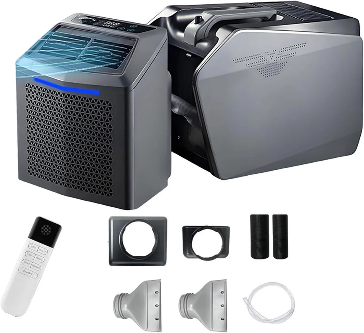 dosiwlatever Ar condicionado, 450 W, 48 V, 450, camping, até 10 m2, 107 pés2, 6.000 BTU, 4 modos em 1, refrigeração, ventilação, desumidificação e sono