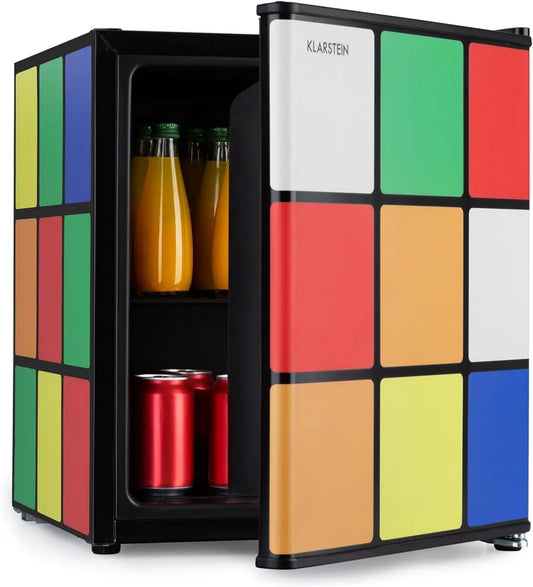 KLARSTEIN Frigorífico, 48 L, 0 a 10 °C, preto, minibar, botão de ajuste mecânico, KLARSTEIN Solver - Mini-frigorífico, sistema de refrigeração