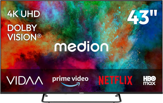 MEDION Smart TV MD843302, 43 polegadas, TV, HDR, som Dolby, Bluetooth, gravação PVR