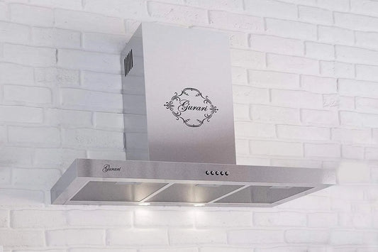 Gurari exaustor, 90 cm, 1000 m3/h, capa de cozinha, dreno e reciclagem, instalação de parede, aço inoxidável, GCH F 461 IS 9 N, muito absorvente