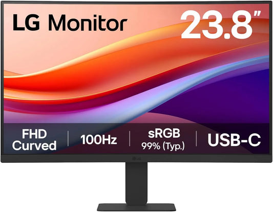 LG 24U421A-B CIE1931 Monitor, 24 polegadas, 1920 × 1080, 5 ms, 100 Hz, HDR, Full HD, placa VA, HDMI, USB, ecrã de PC, HDR 10, sRGB 99%, curva 1500R