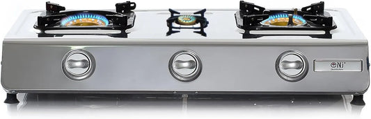 NJ The right choice Fogão de campismo NGB-300, 3 lareiras, portátil, aço inoxidável, NJ NGB-300 Réchaud Camping Gás - 3 zonas Placa de Cozinha portátil Inox